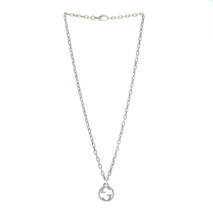 Gucci Sterling Silver Small Textured Interlocking G Pendant Necklace 5 of 14
