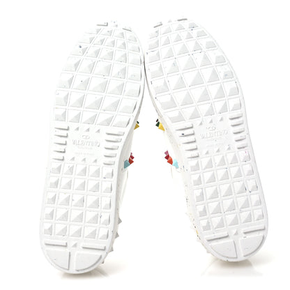 Valentino Garavani Vegan Leather Womens Rockstud Open for a Change Sneakers 37.5 White Multicolor 6 of 9