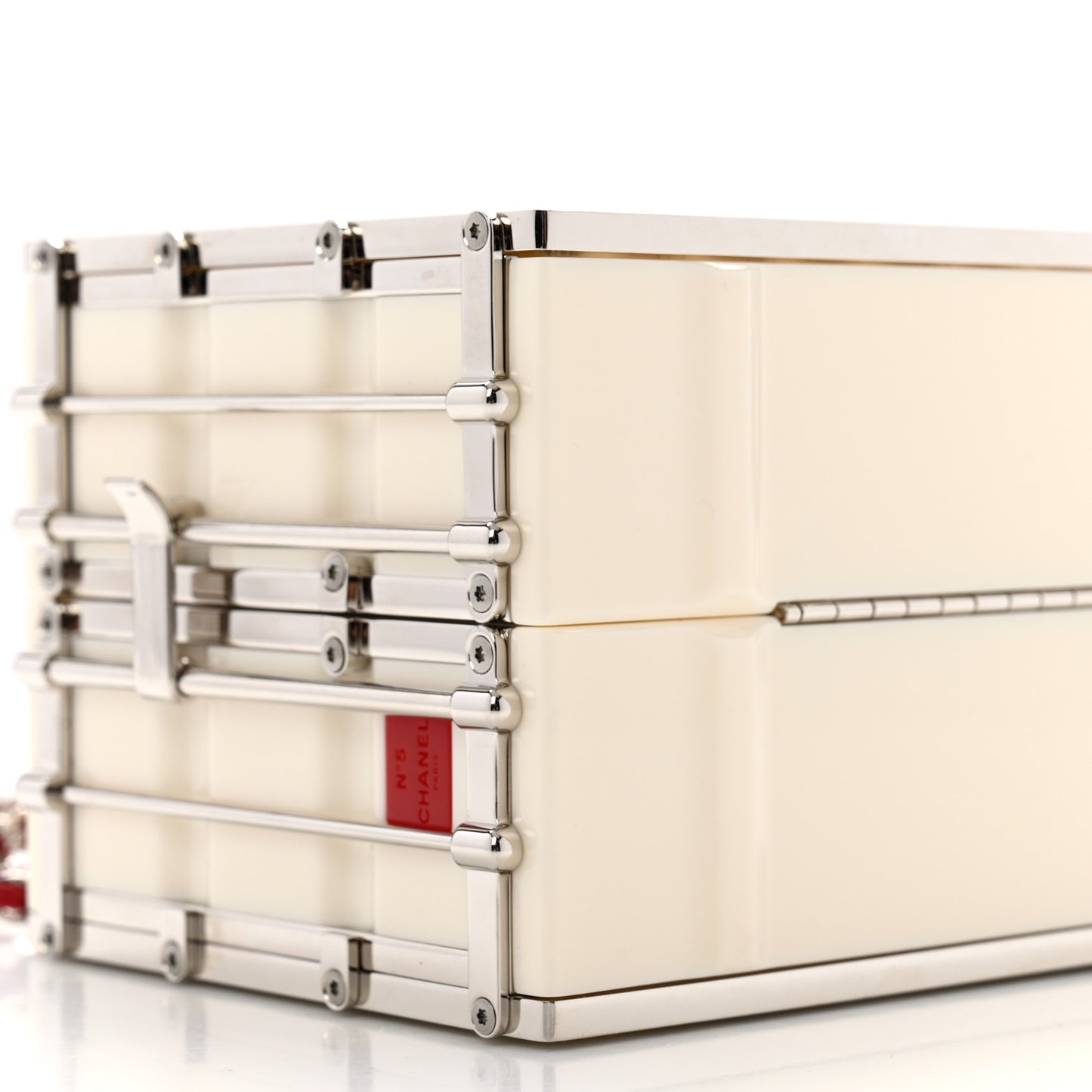 Resin Enamel CC Shopping Container Minaudiere Clutch  Black White Red