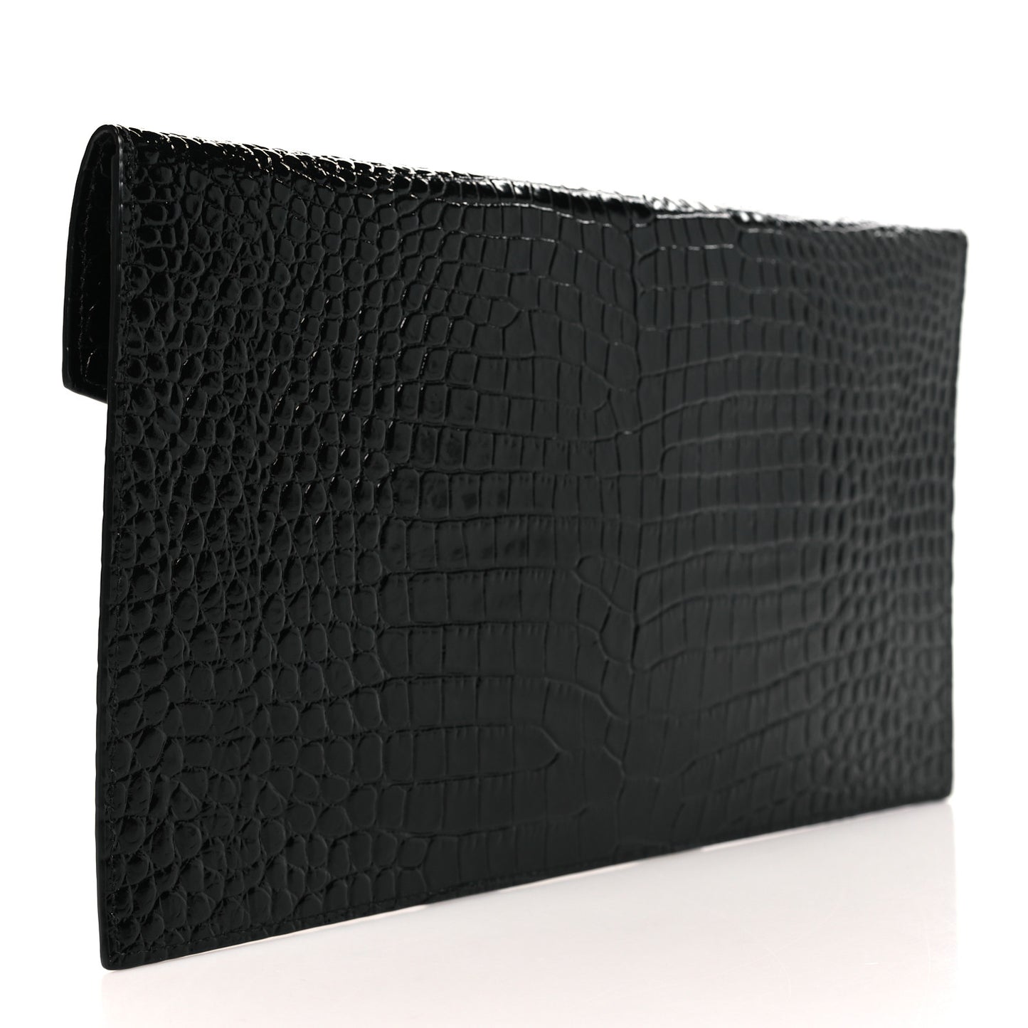 Calfskin Crocodile Embossed Uptown Monogram Pouch Black