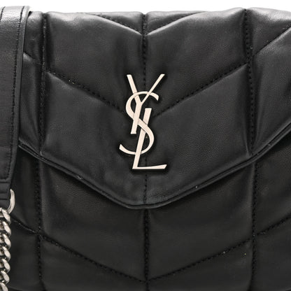 Saint Laurent Lambskin Quilted Toy Loulou Puffer Monogram Chain Satchel Black 7 of 9