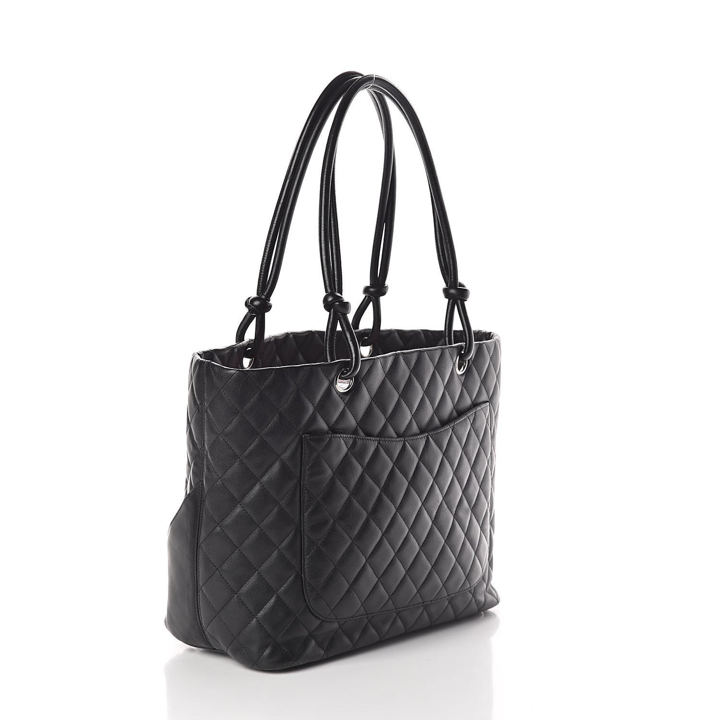 Calfskin Quilted Large Cambon Tote Black