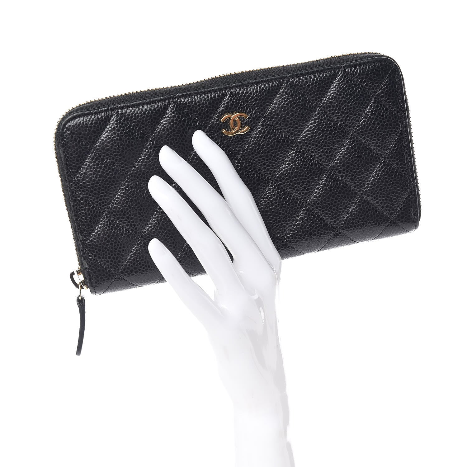 Chanel Caviar Quilted Large Gusset Zip Around Wallet Black 2 of 11