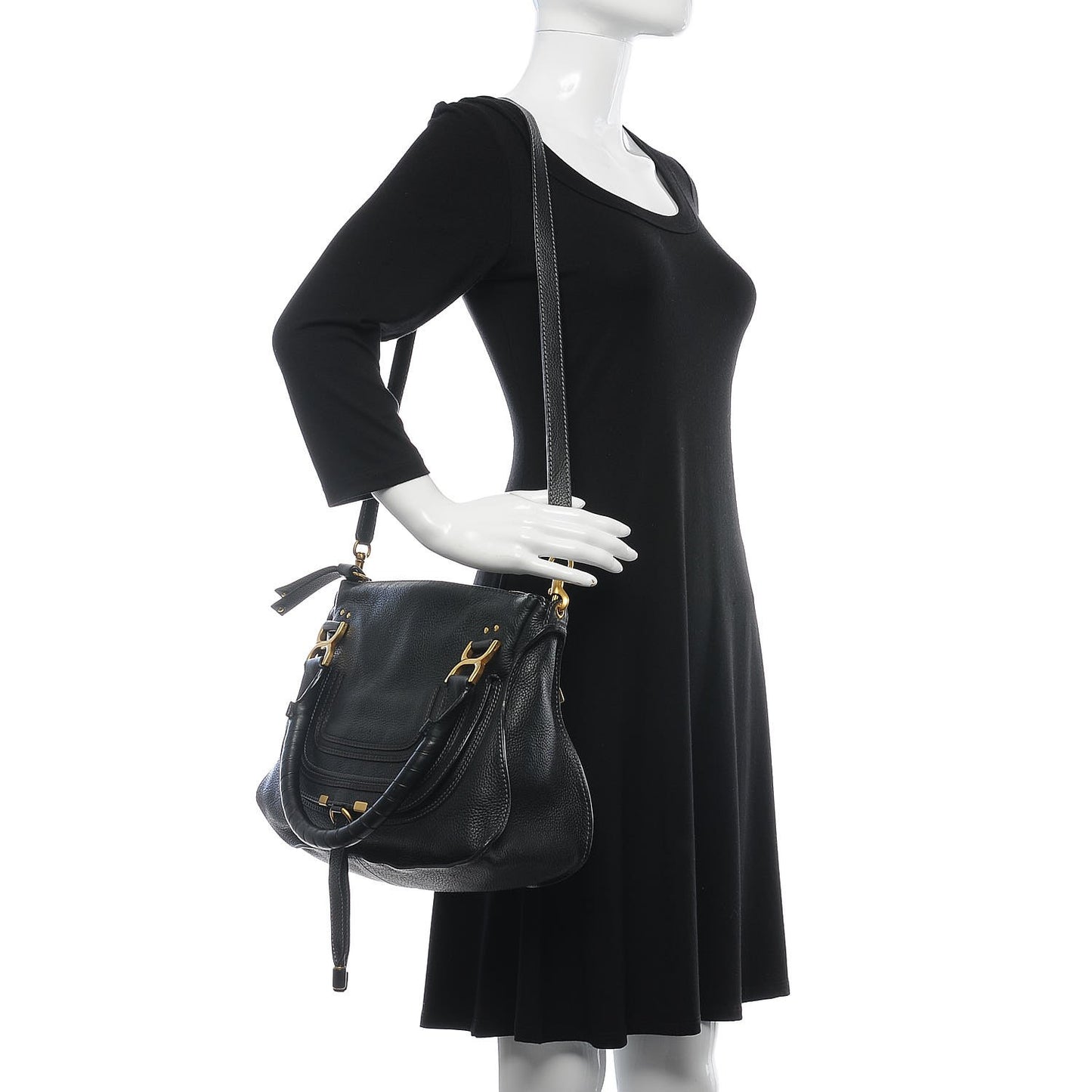Calfskin Medium Marcie Satchel Black