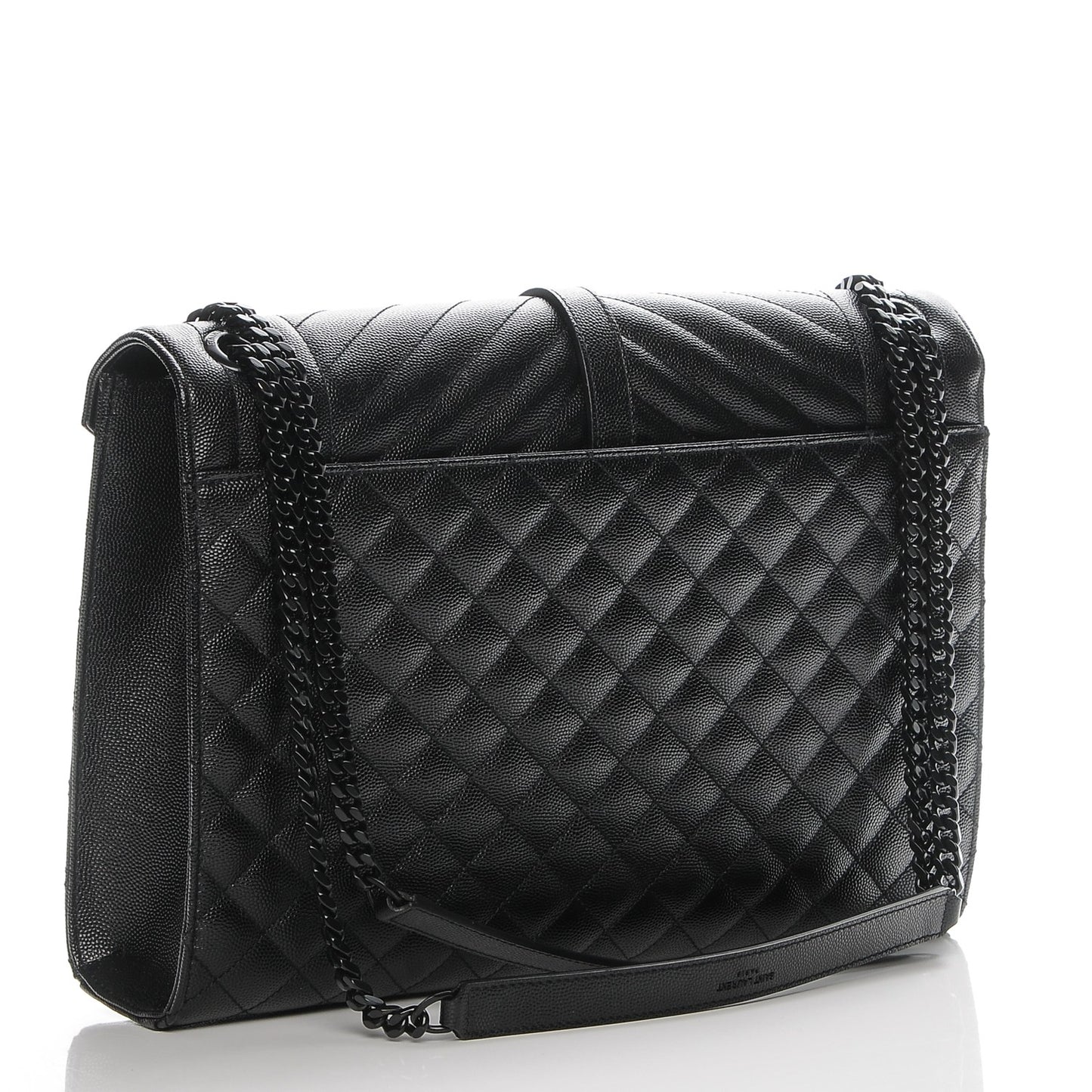 Grain De Poudre Textured Mixed Matelasse Large Triquilt Monogram Monochrome Satchel Black