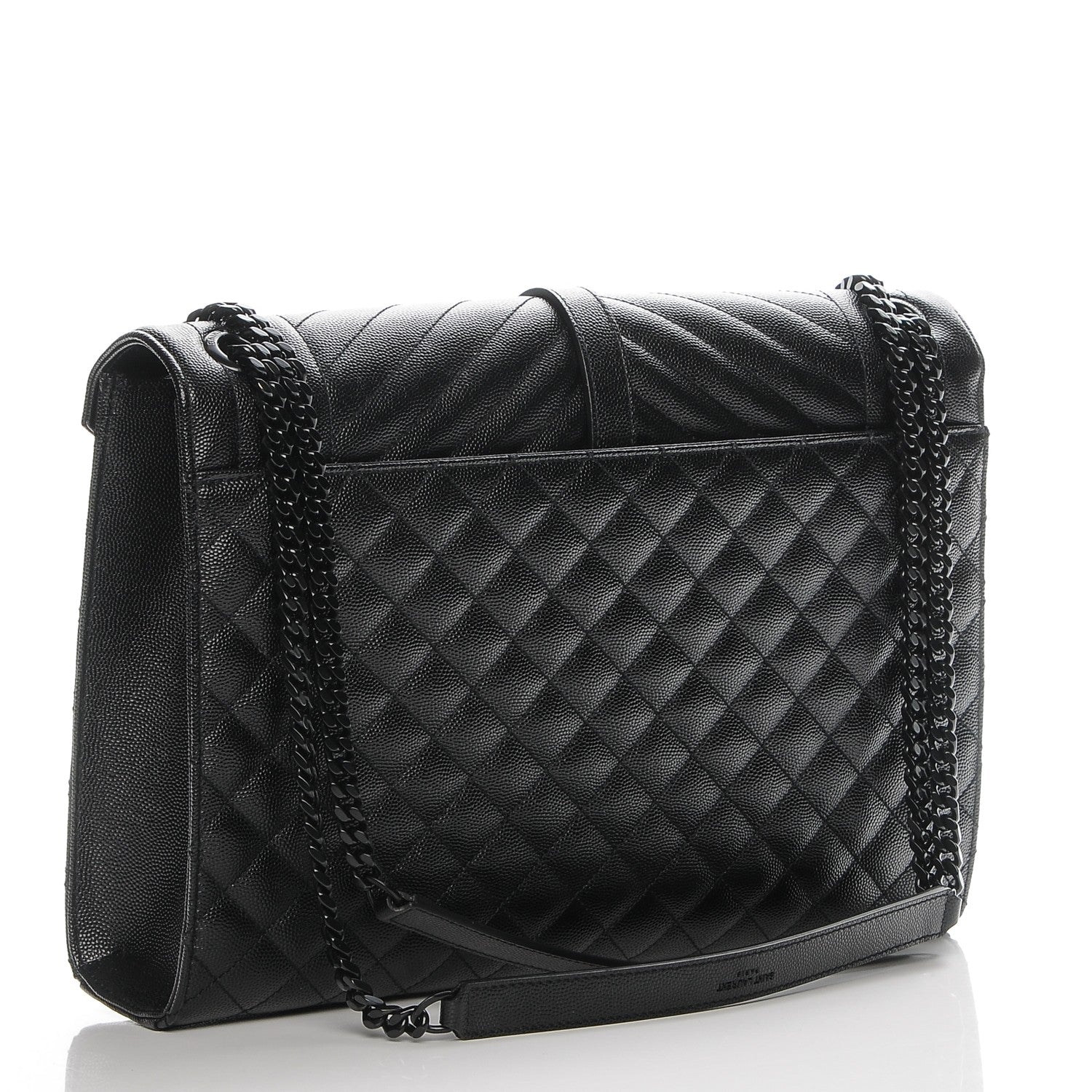 Saint Laurent Grain De Poudre Textured Mixed Matelasse Large Triquilt Monogram Monochrome Satchel Black 3 of 7