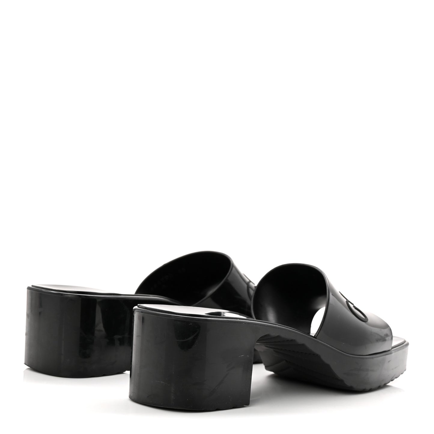 Rubber Gucci Logo Womens Platform 20/60mm Slide Sandals 40 Black