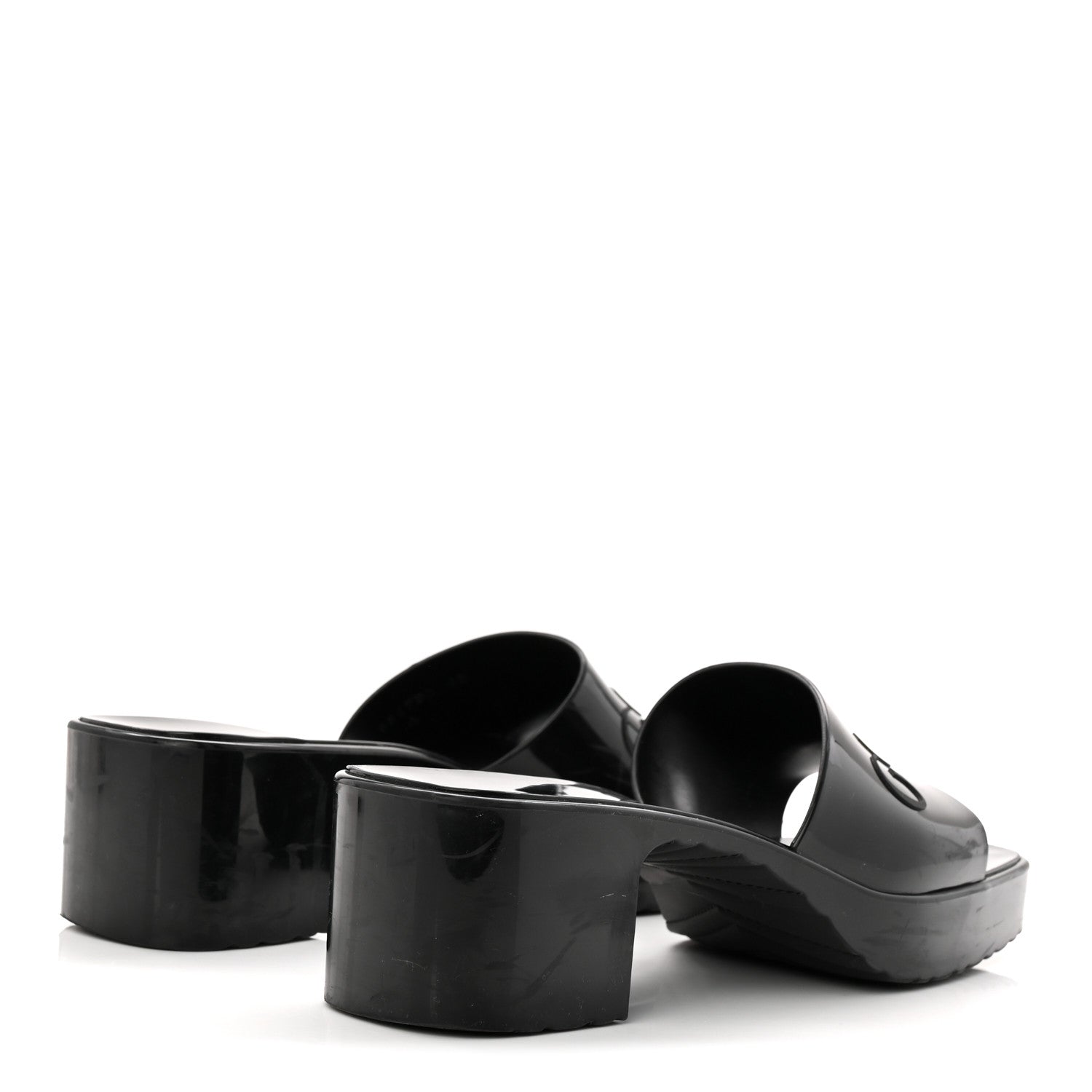 Gucci Rubber Gucci Logo Womens Platform 20/60mm Slide Sandals 40 Black 5 of 9
