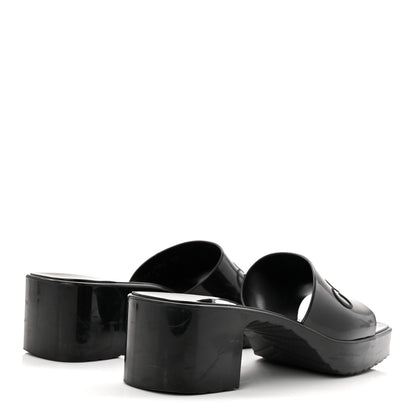Gucci Rubber Gucci Logo Womens Platform 20/60mm Slide Sandals 40 Black 5 of 9