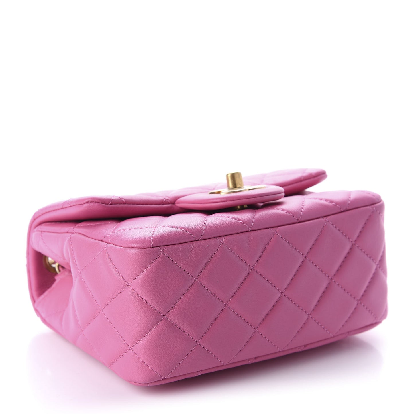 Lambskin Quilted Mini Pearl Crush Flap Pink