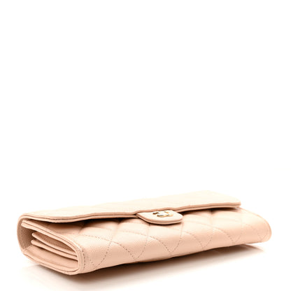 Chanel Caviar Quilted Large Gusset Flap Wallet Beige 4 of 8