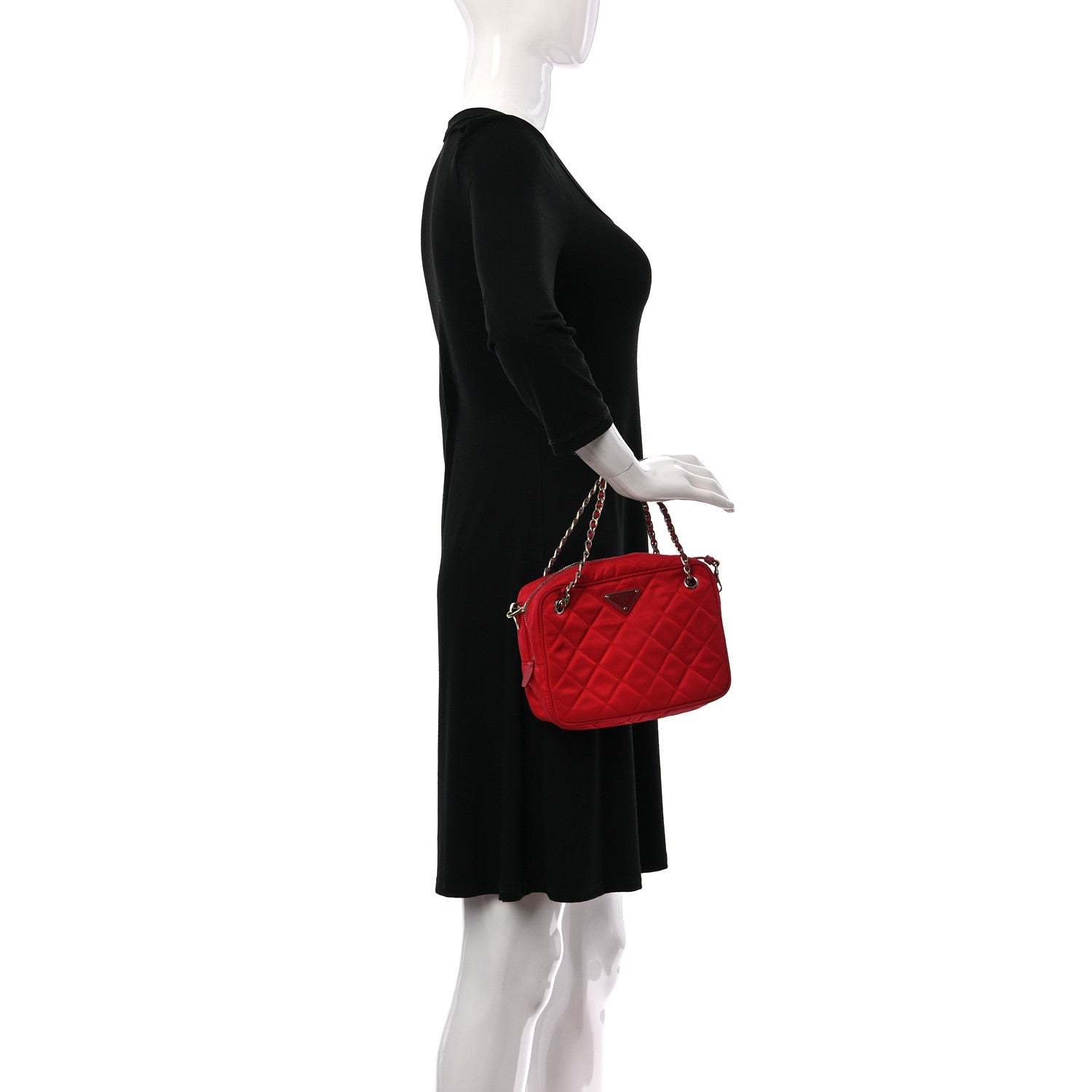 Prada Nylon Tessuto Impuntu Quilted Crossbody Bag Rosso 2 of 10