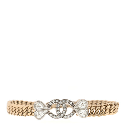 Chanel Crystal CC Heart Chain Bracelet Gold 1 of 5