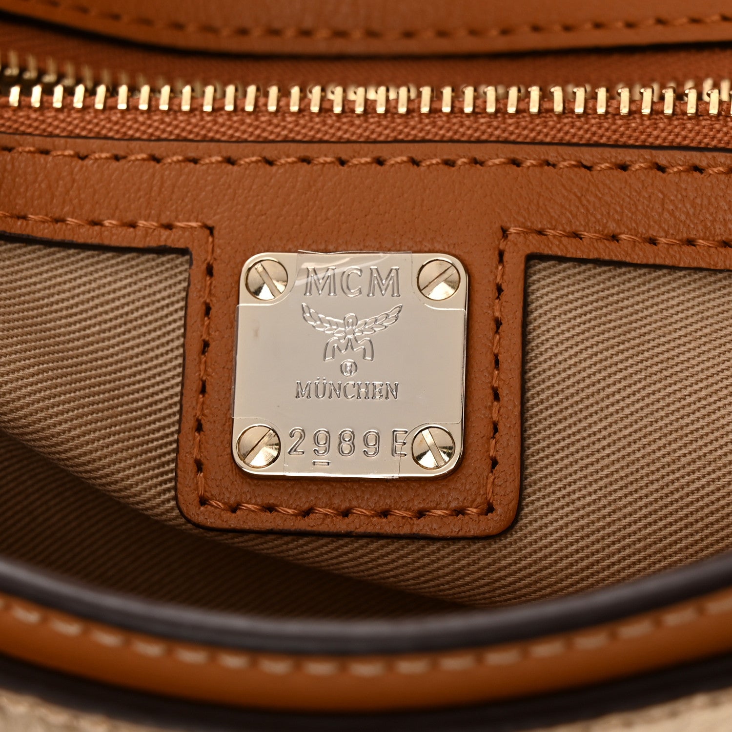 MCM Metallic Visetos Medium Millie Crossbody Bag Berlin Gold 6 of 10