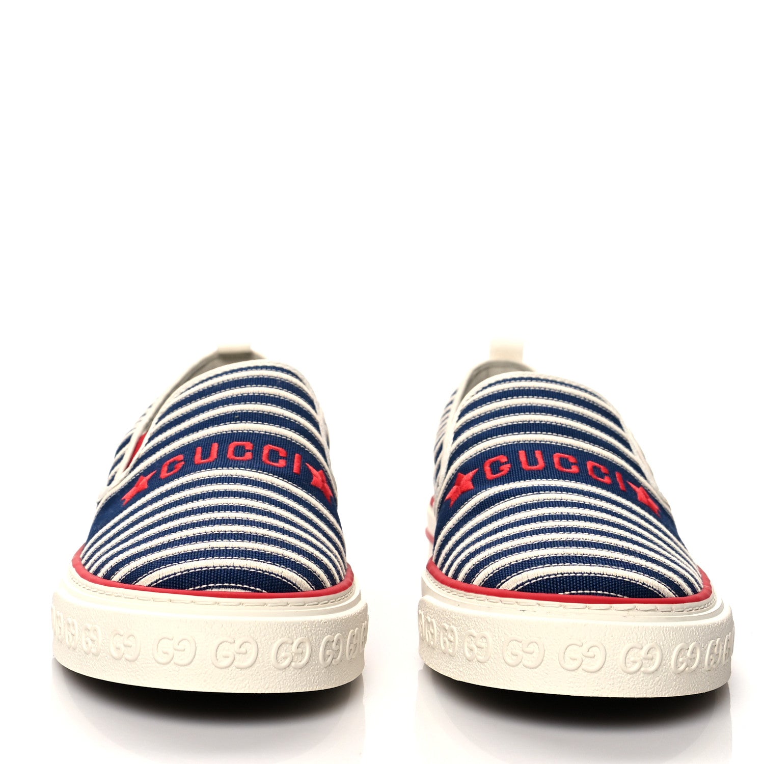 Gucci Canvas Mens 1977 Tennis Slip On Sneakers 10 Deep Lake Mystic White Red 2 of 7