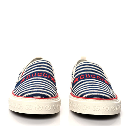 Gucci Canvas Mens 1977 Tennis Slip On Sneakers 10 Deep Lake Mystic White Red 2 of 7