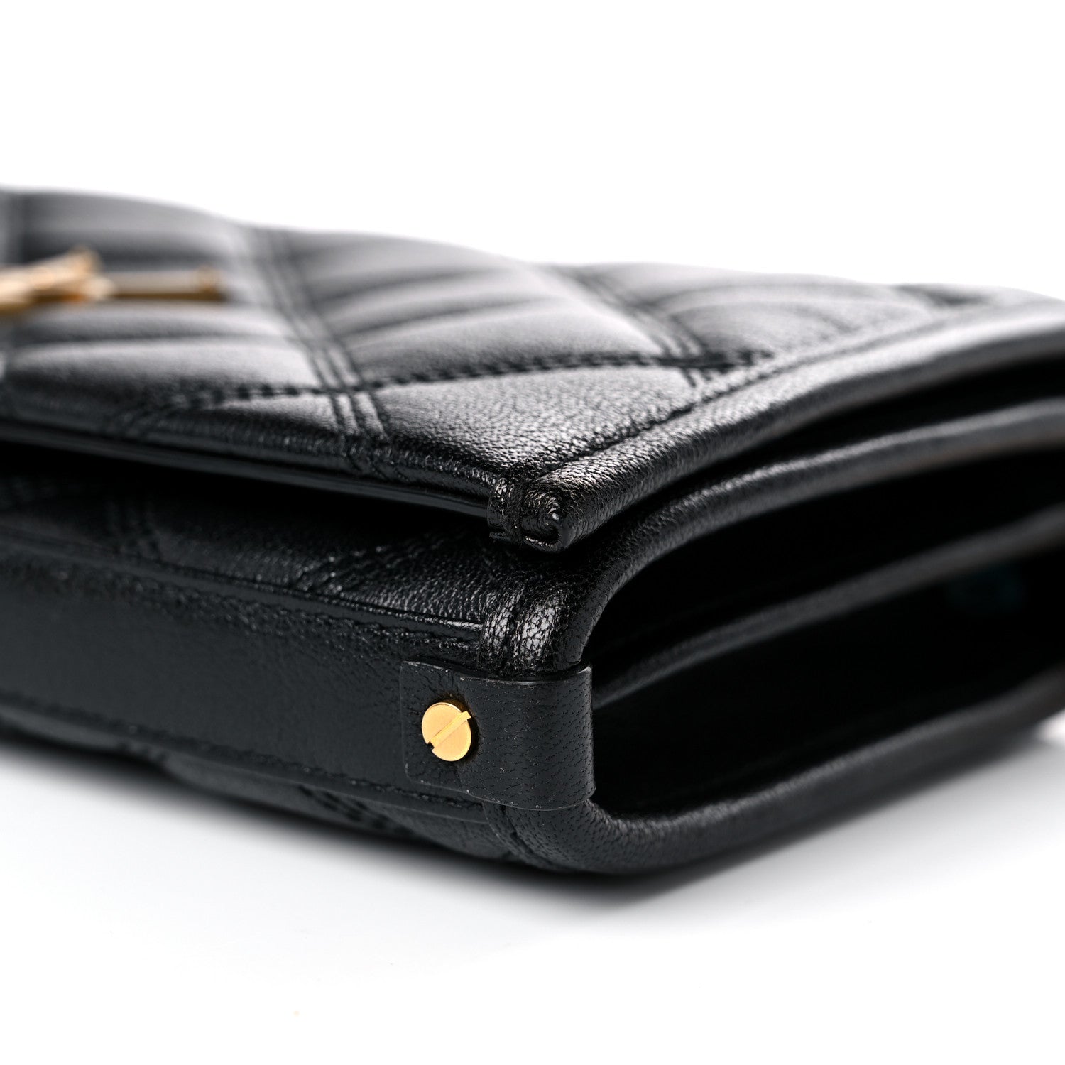 Saint Laurent Lambskin Diamond Quilted Becky Chain Wallet Black 8 of 9