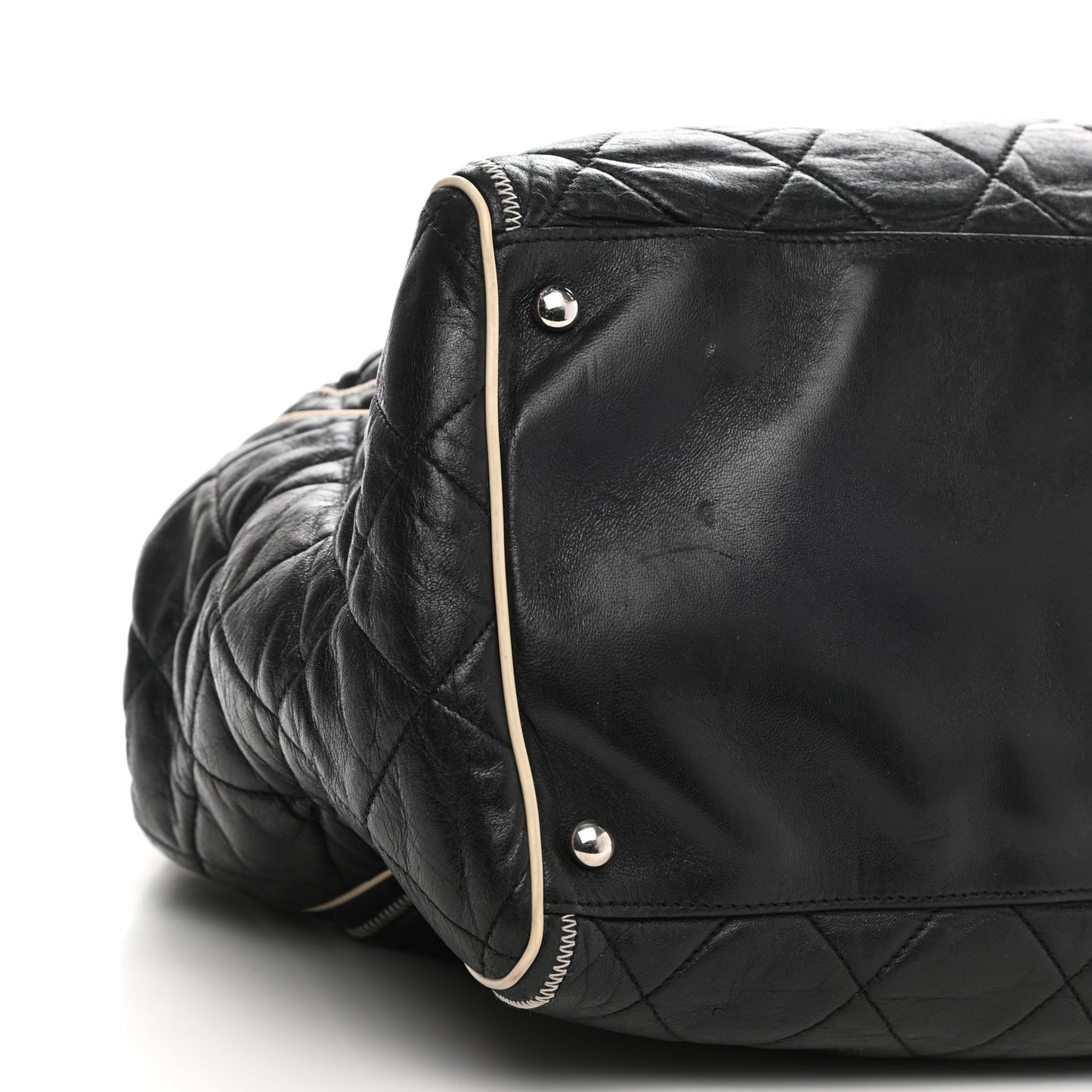 Lambskin Quilted Large East West Tote Black