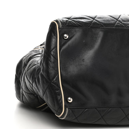 Chanel Lambskin Quilted Large East West Tote Black 10 of 11