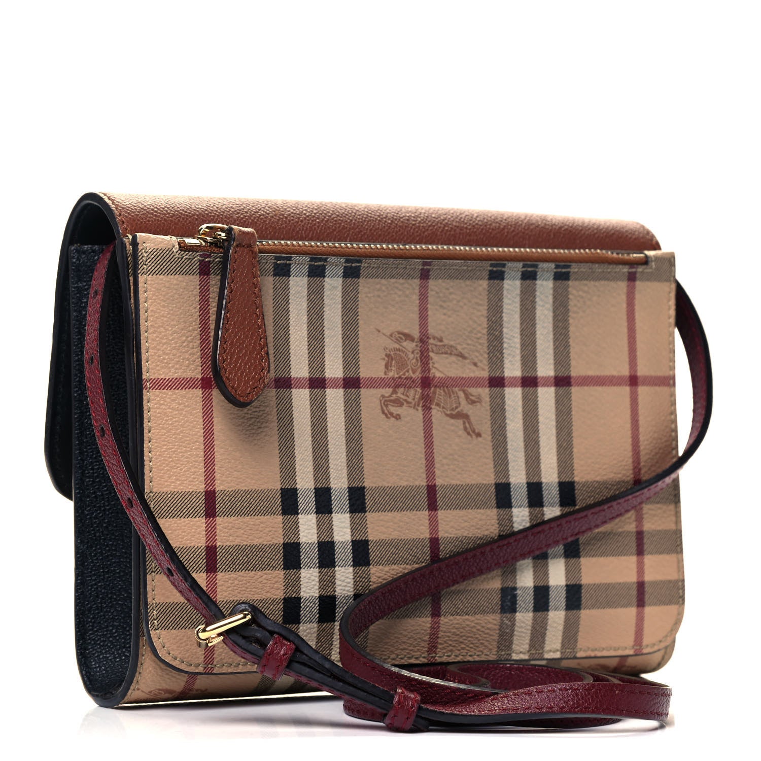 Burberry Derby Calfskin Haymarket Check Small Loxley Crossbody Bright Toffee Multicolor 3 of 9