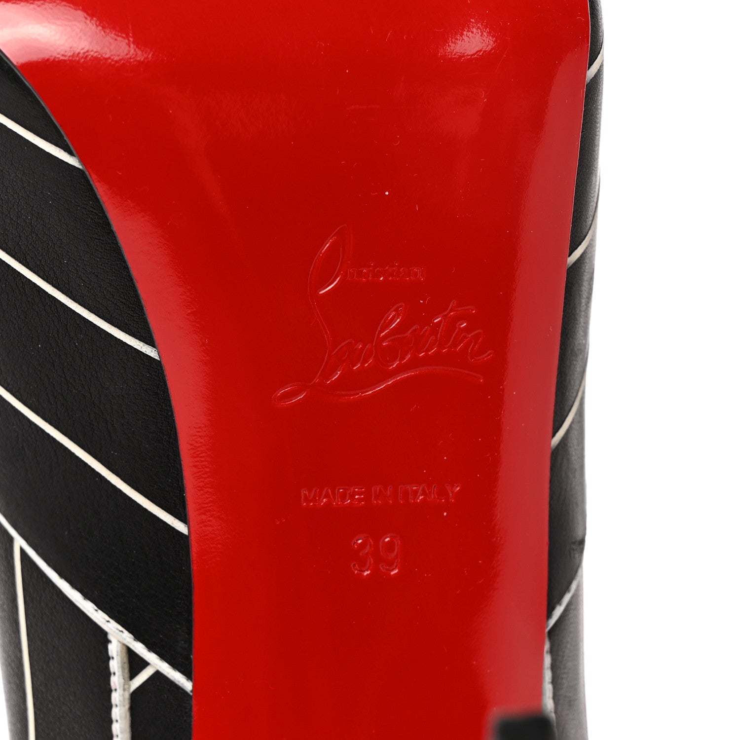 Christian Louboutin Calfskin Undessin Alta 120 Pumps 39 Black White 6 of 13