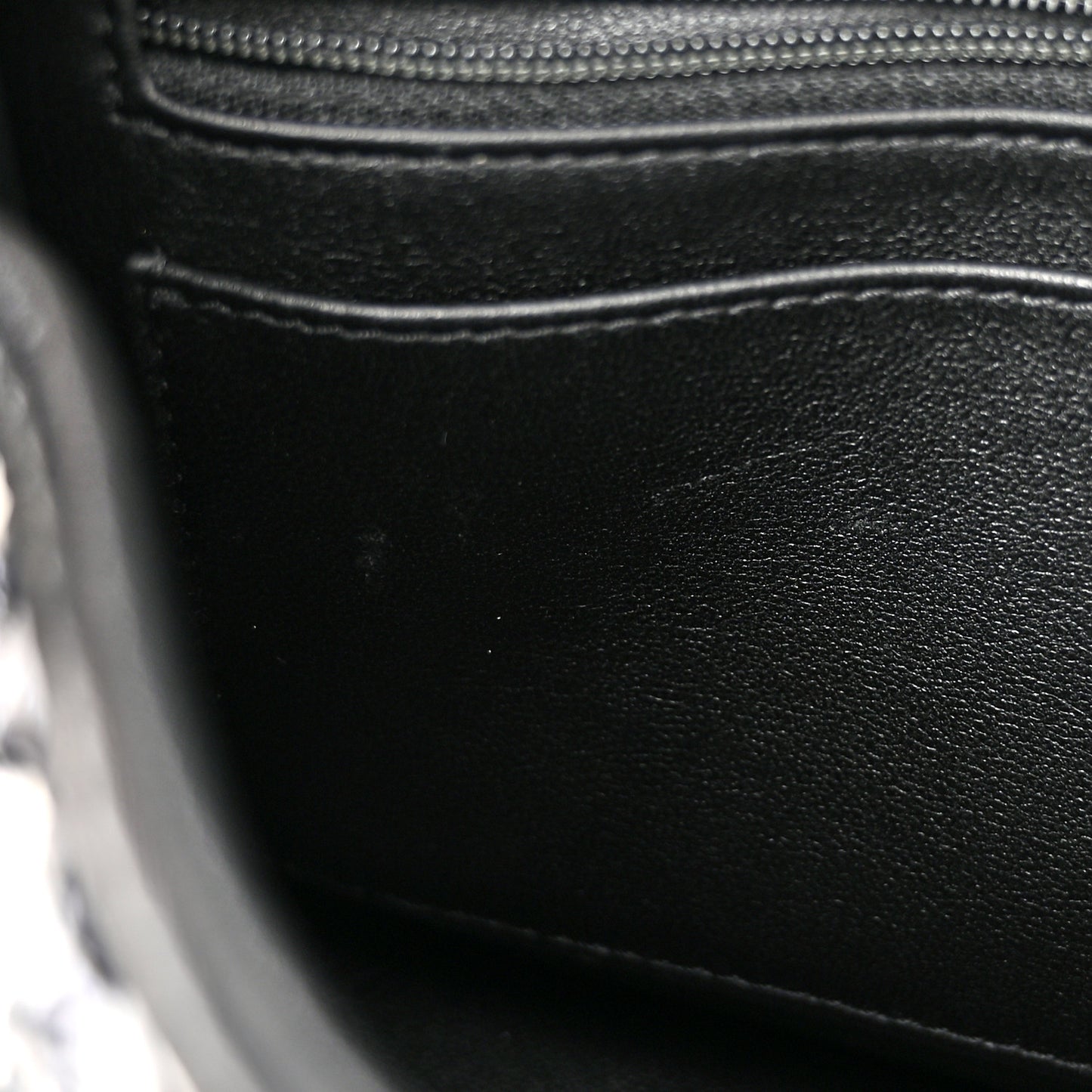 Metallic Lambskin Viscose Woven Flap Silver Black