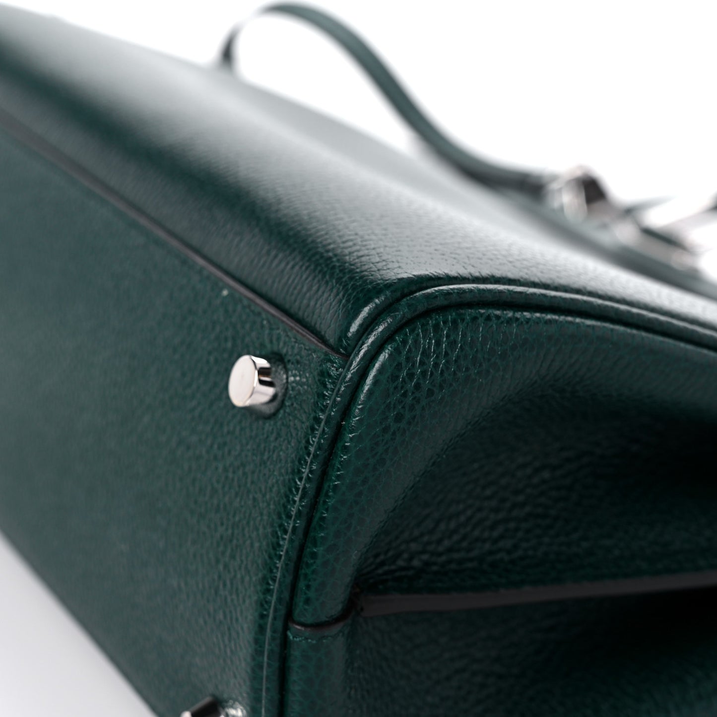 Grainy Calfskin Small Zumi Top Handle Bag Vintage Green