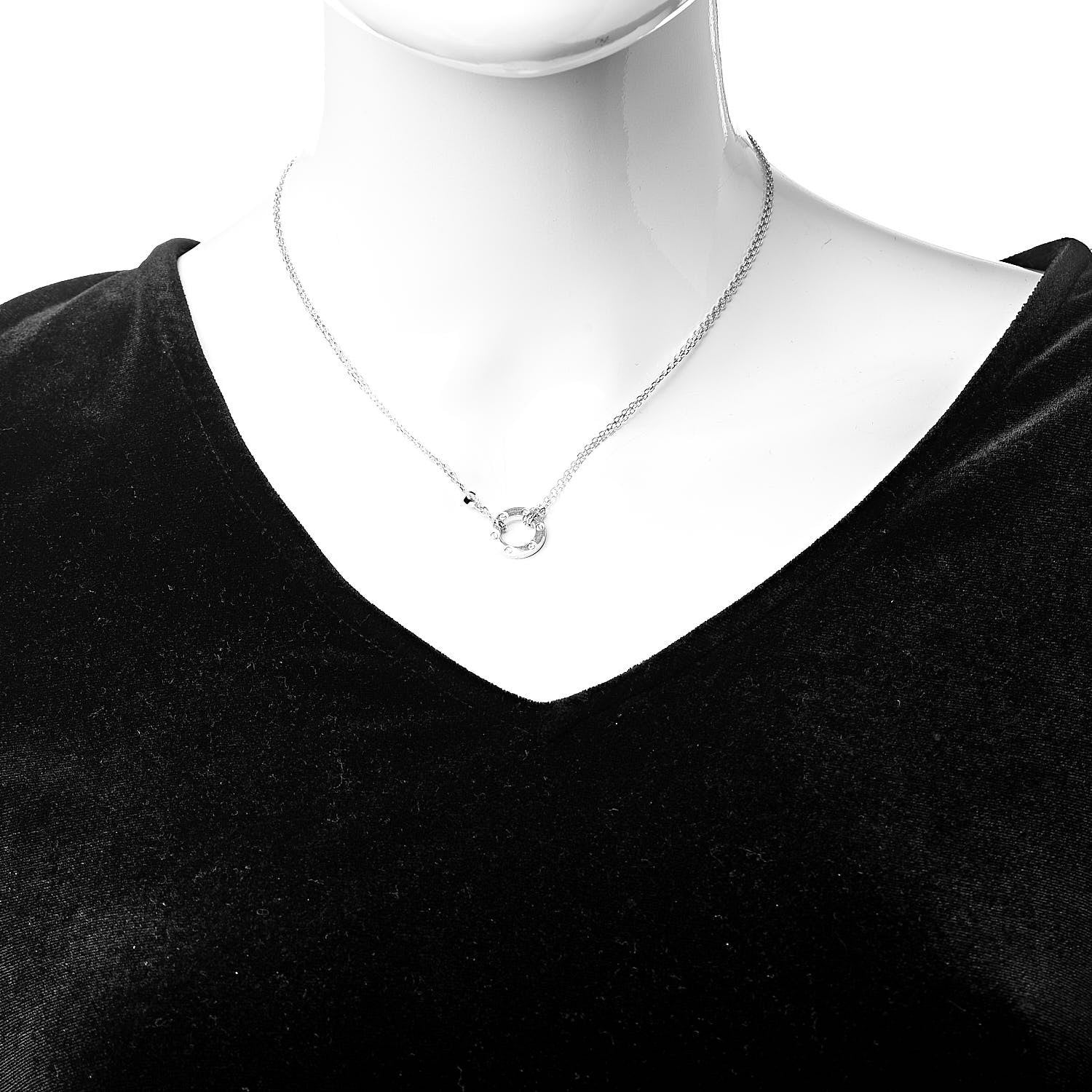 Cartier 18K White Gold 2 Diamond LOVE Necklace 2 of 7