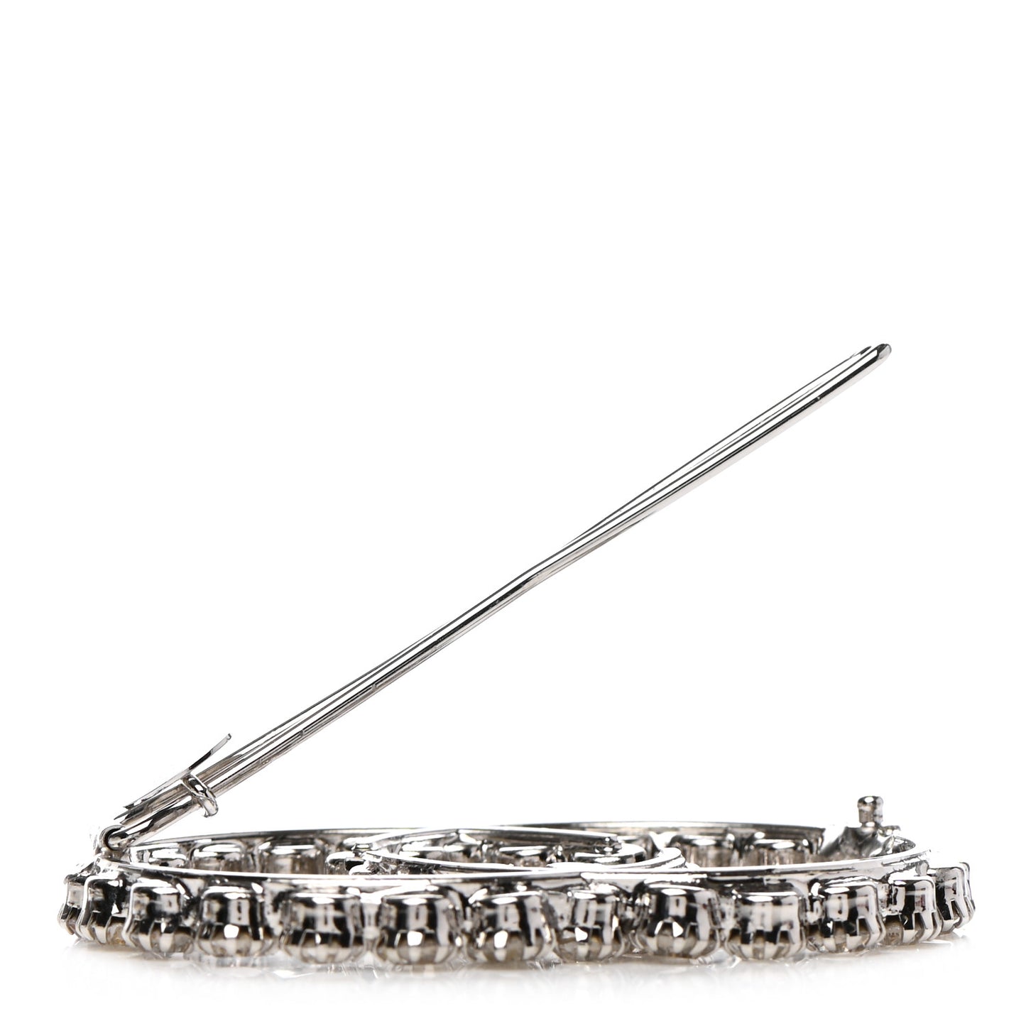 Crystal Interlocking G Hair Clip Silver