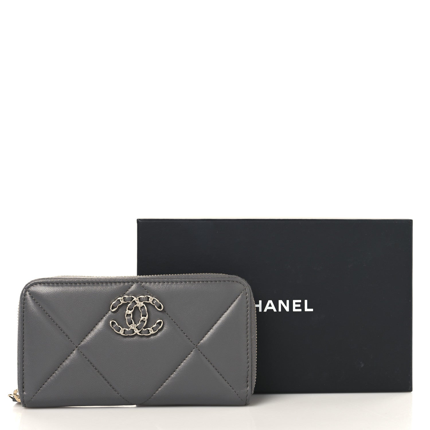 Chanel Lambskin Quilted Chanel 19 Long Zipped Around Wallet Grey 9 of 9