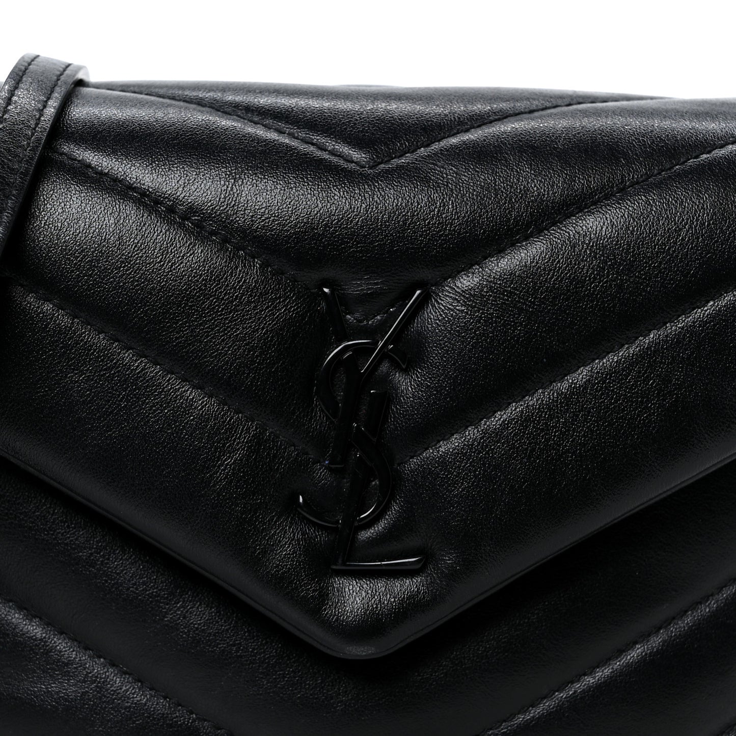 Calfskin Y Quilted Monogram Monochrome Toy Loulou Crossbody Bag Black