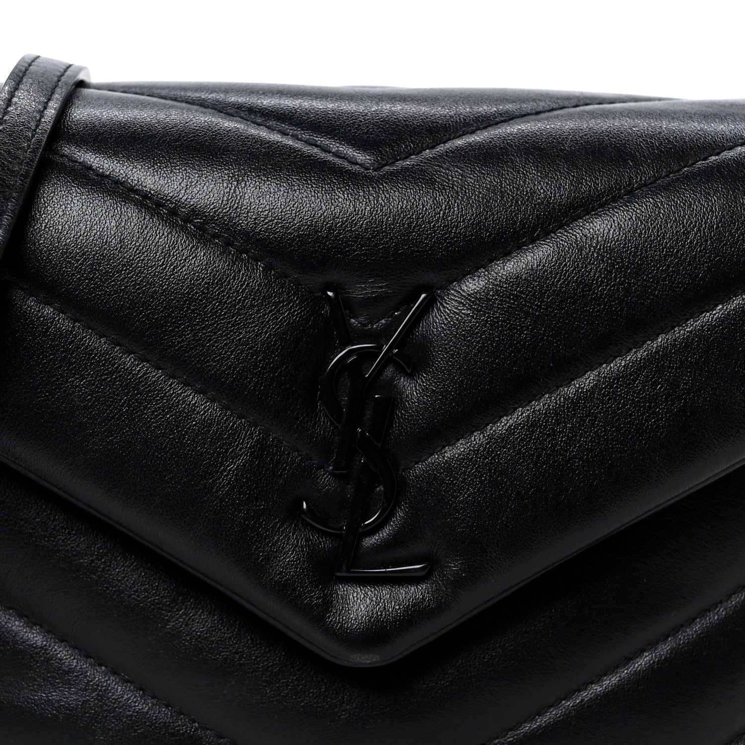 Saint Laurent Calfskin Y Quilted Monogram Monochrome Toy Loulou Crossbody Bag Black 8 of 10