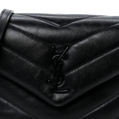Saint Laurent Calfskin Y Quilted Monogram Monochrome Toy Loulou Crossbody Bag Black 8 of 10