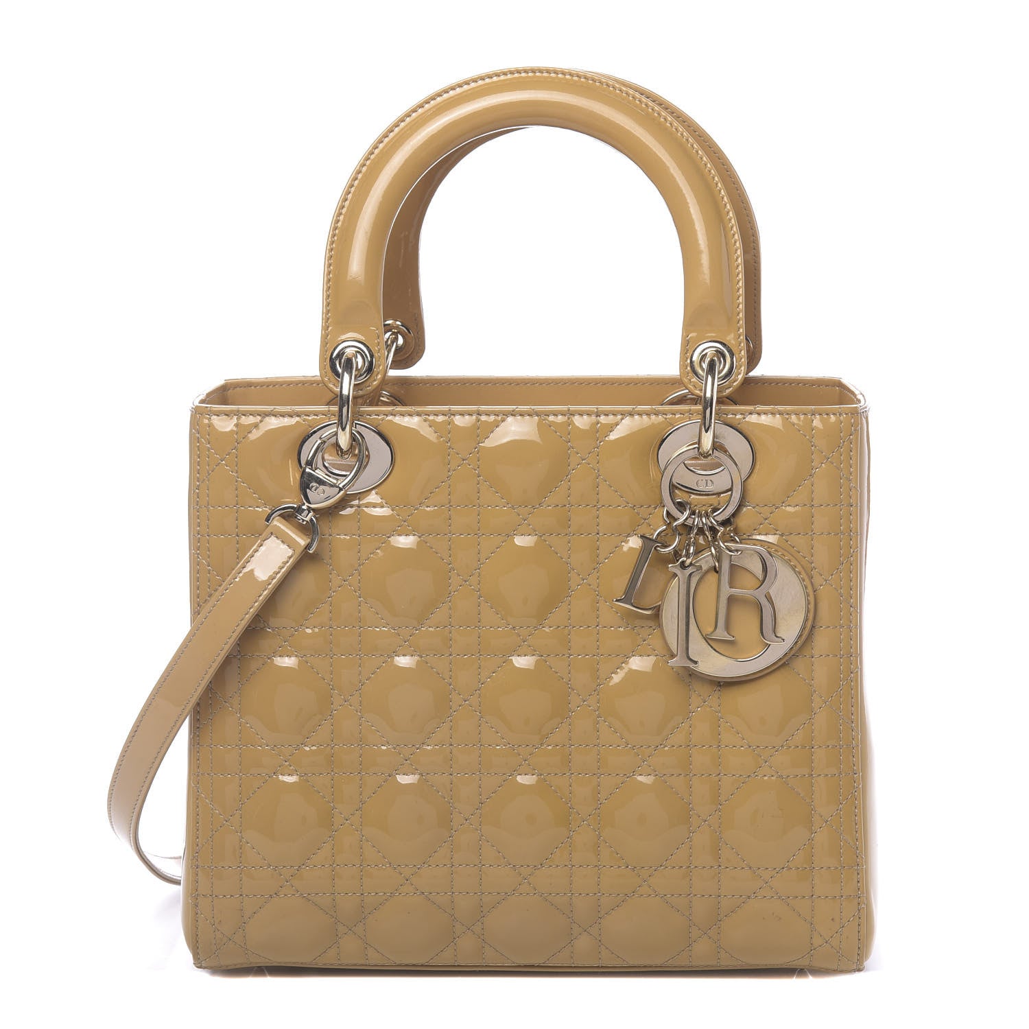Christian Dior Patent Cannage Medium Lady Dior Dark Beige 1 of 10