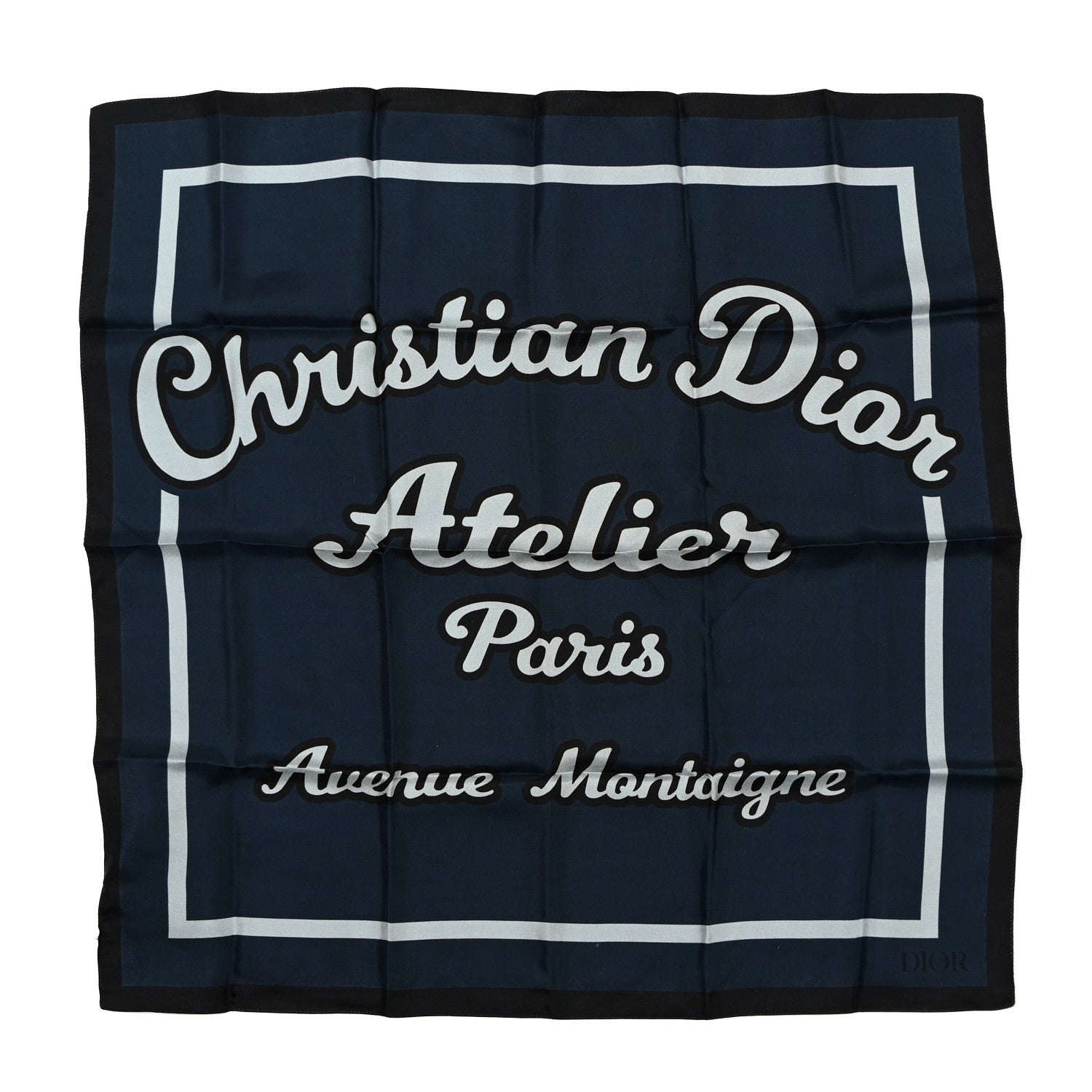 Christian Dior Silk Avenue Montaigne Square Scarf Blue 1 of 5