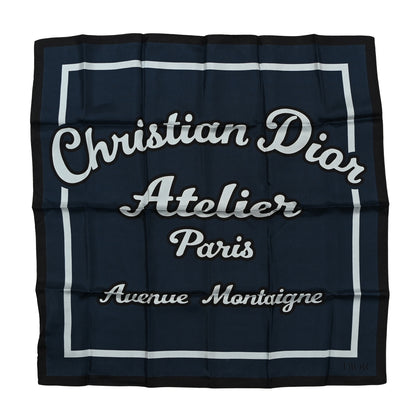 Christian Dior Silk Avenue Montaigne Square Scarf Blue 1 of 5