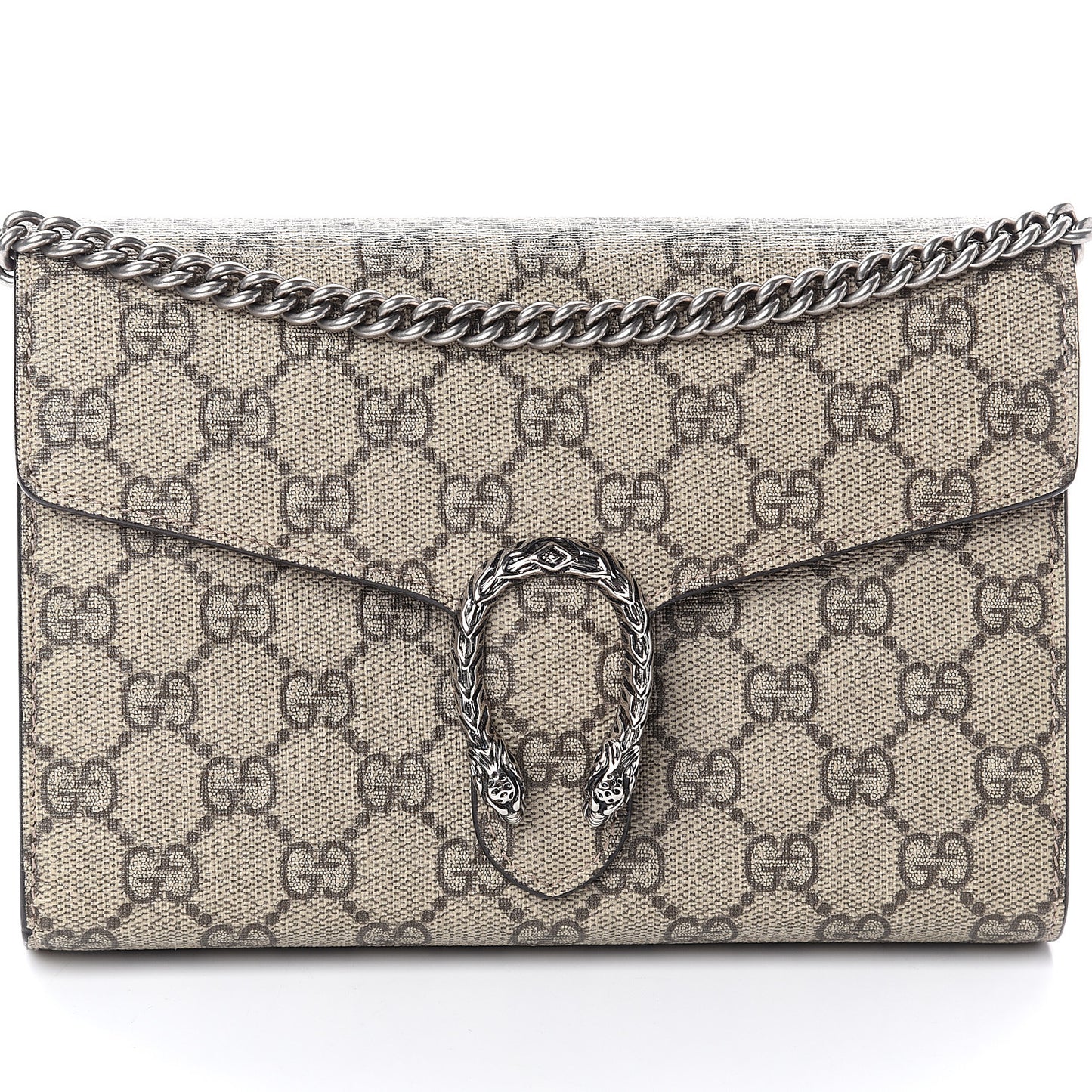 GG Supreme Monogram Mini Dionysus Chain Wallet Beige Vulcanic Red