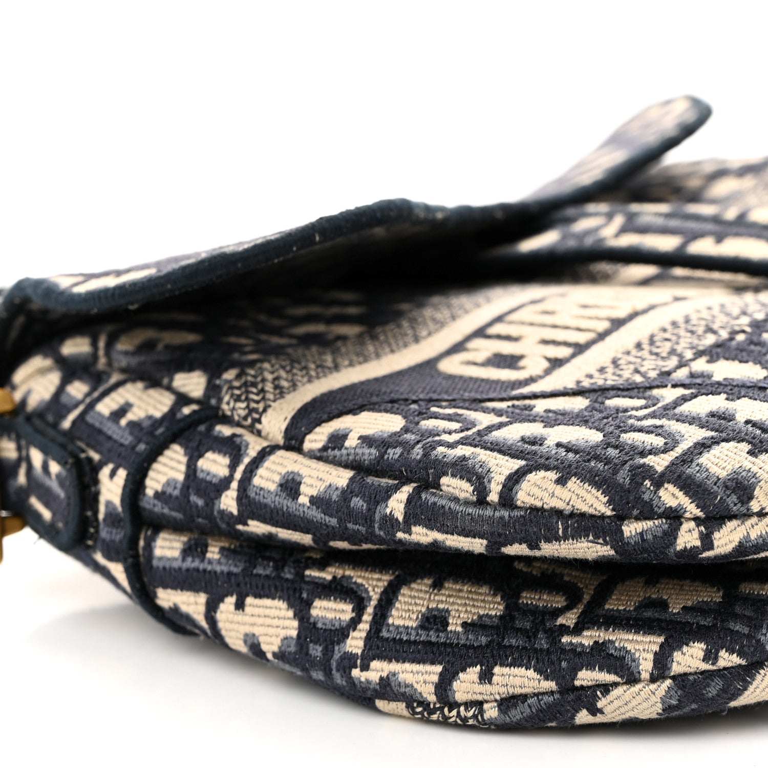 Christian Dior Oblique Embroidered Saddle Bag Blue 9 of 11