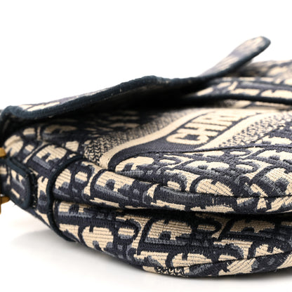Christian Dior Oblique Embroidered Saddle Bag Blue 9 of 11