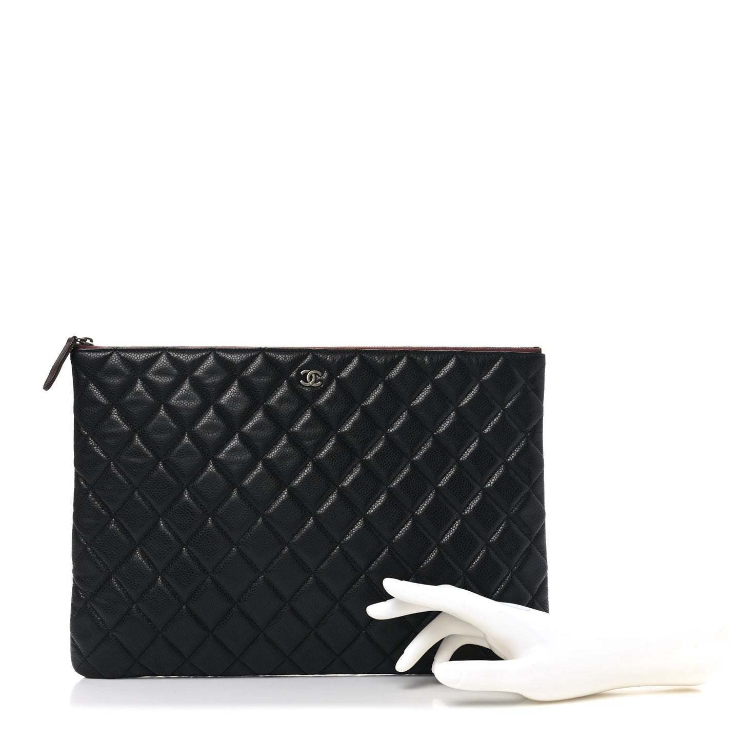 Caviar Quilted Large Cosmetic Case Black
