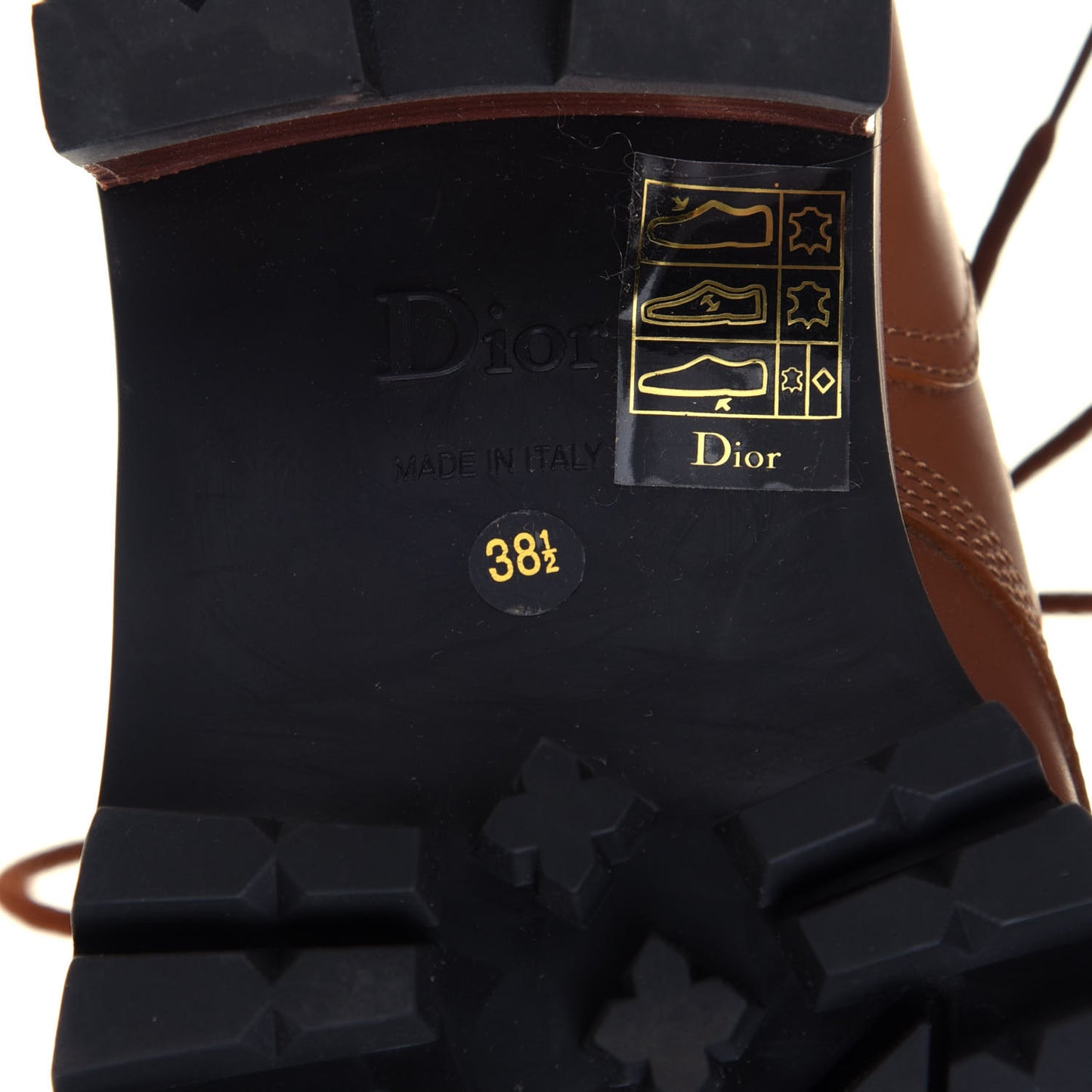 Calfskin Dior Quest 35mm Hiking Boots 38.5 Golden Saddle