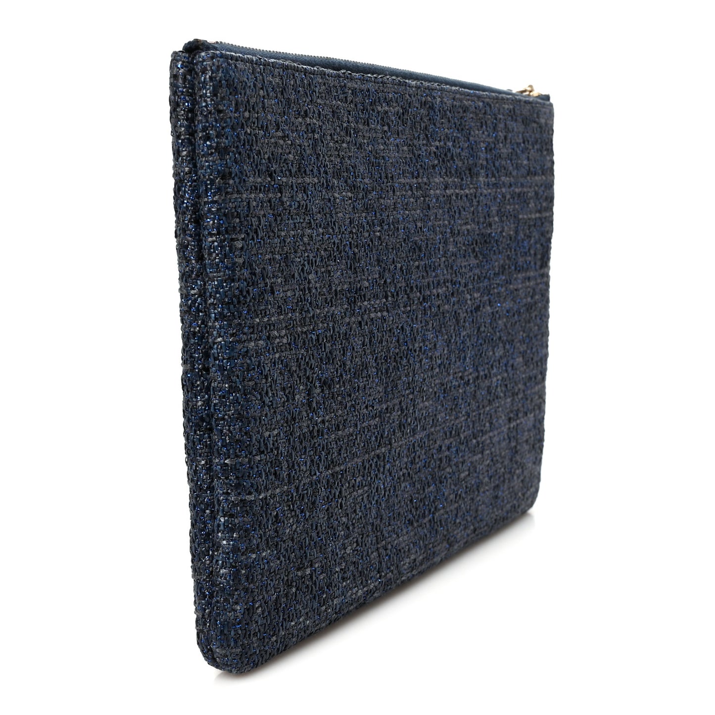 Woven Straw Raffia Medium Deauville Cosmetic Pouch Black