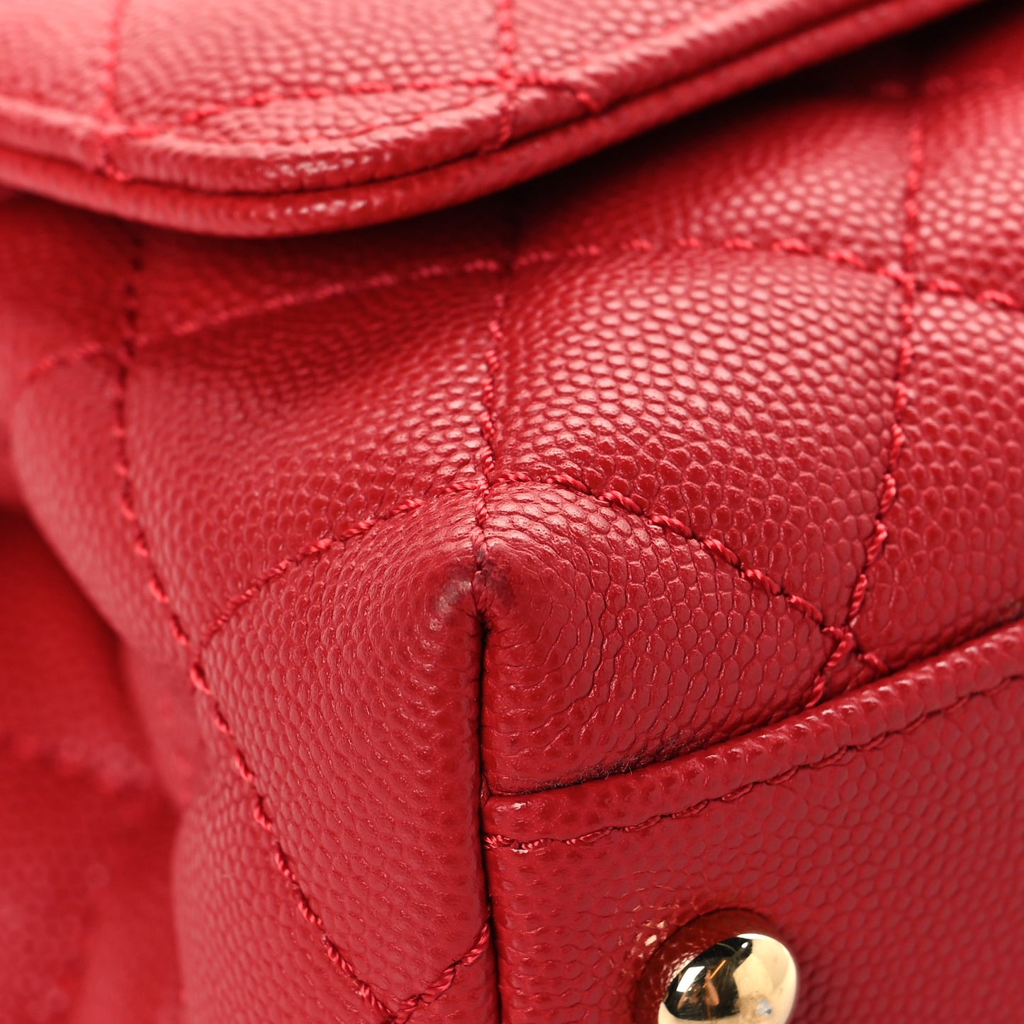 Caviar Lizard Embossed Quilted Extra Mini Coco Handle Flap Red