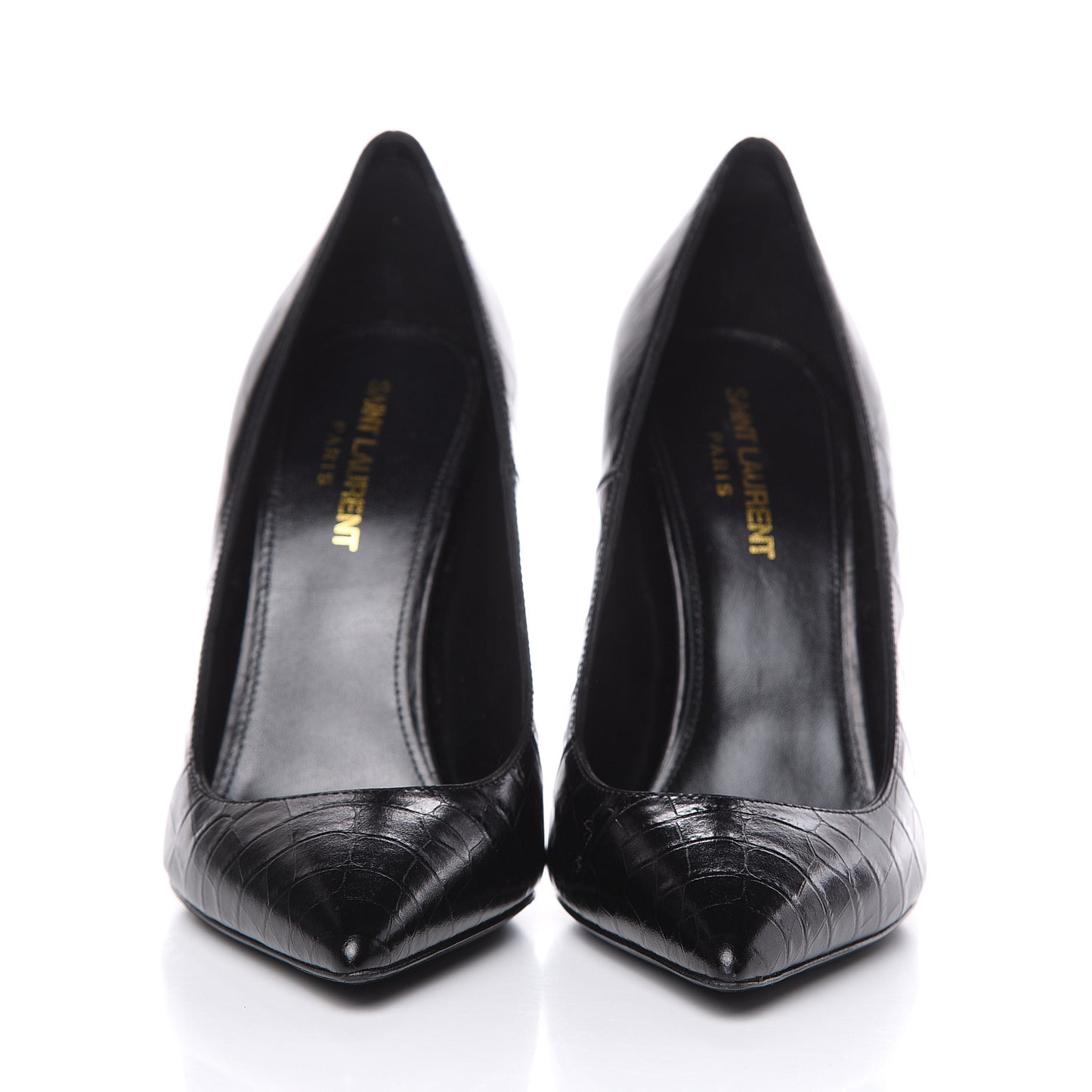 Calfskin Crocodile Embossed Opyum Pumps 38 Black