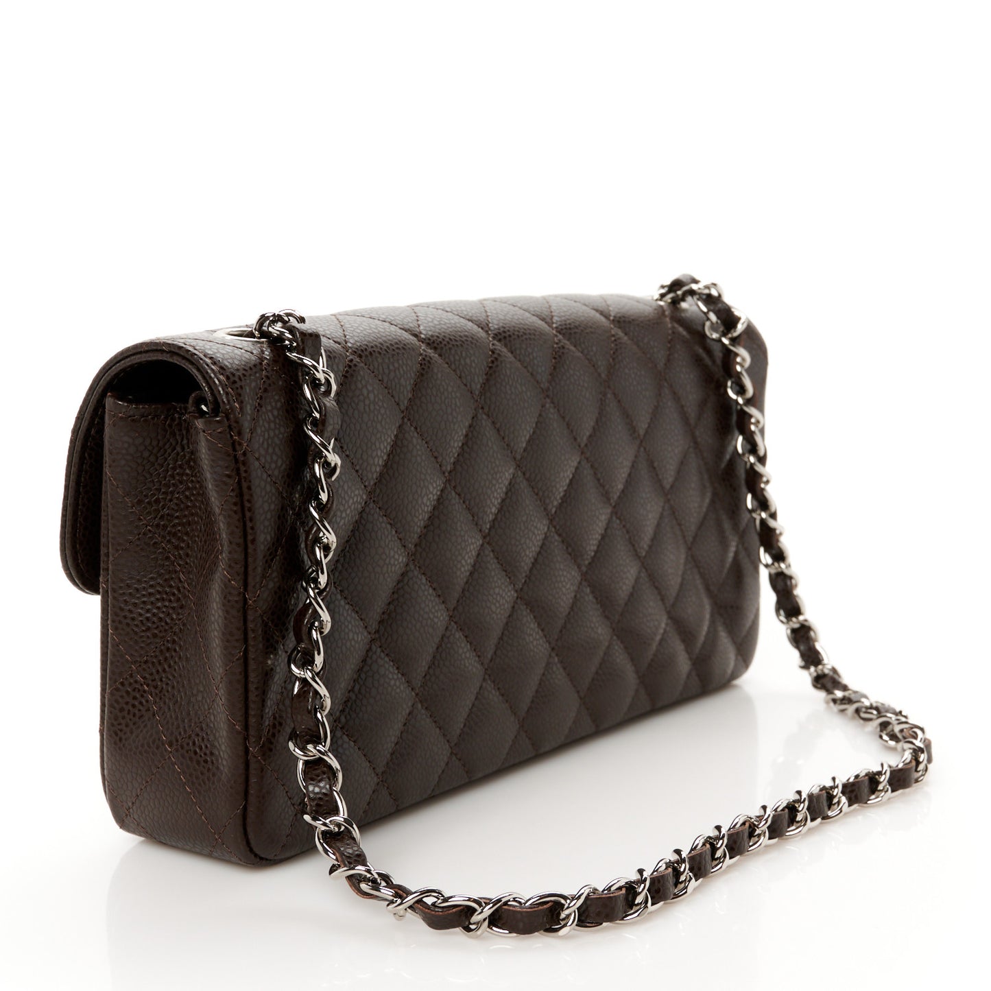 Caviar Quilted East West Flap Dark Brown
