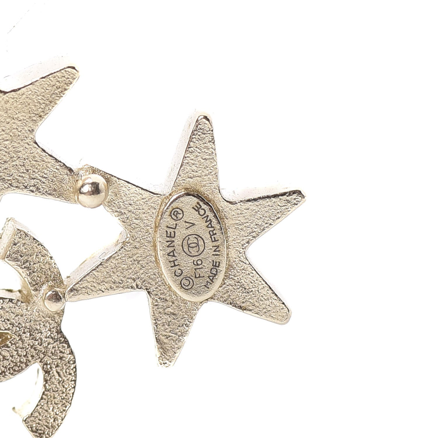 Chanel Crystal Pearl CC Star Earrings Gold 4 of 6
