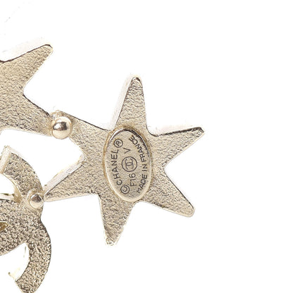 Chanel Crystal Pearl CC Star Earrings Gold 4 of 6