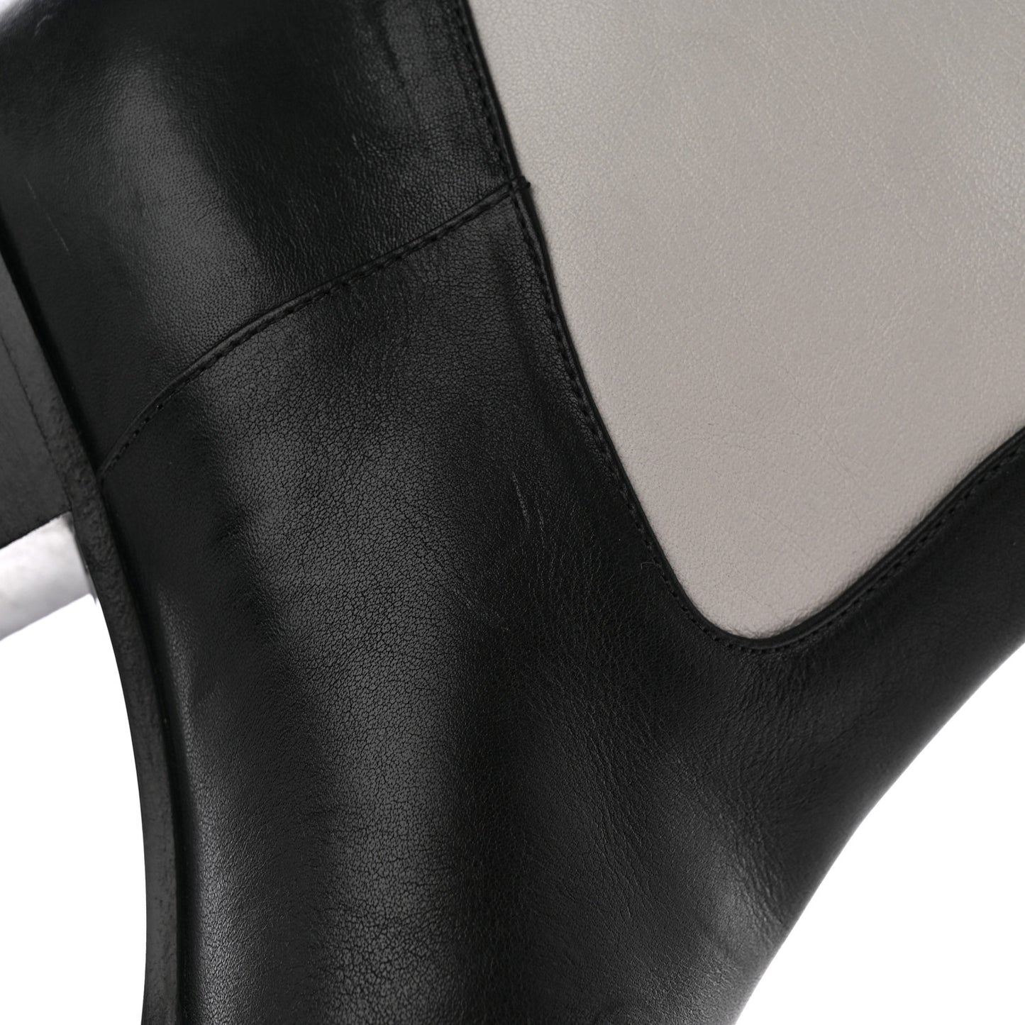 Calfskin CC Logo Mid Calf Boots Light Grey Black