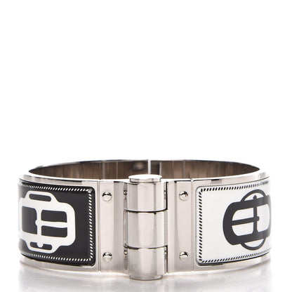 Hermes Enamel Printed Wide Boucleries Modernes Hinged Bracelet S Black 1 of 5