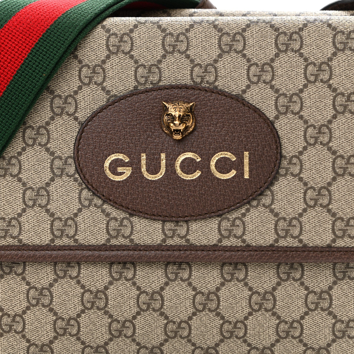 Gucci GG Supreme Monogram Web Neo Vintage Double Flap Messenger Bag Beige New Acero 10 of 12